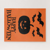 Puzzle Happy Halloween Citrouille Bat Minimal (Horizontal)