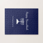 Puzzle Happy Hanoukka Simple Menorah Navy Blue (Horizontal)