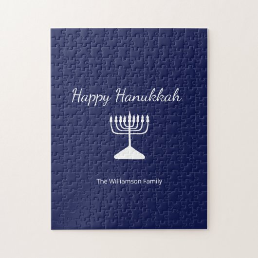 Puzzle Happy Hanoukka Simple Menorah Navy Blue (Vertical)