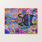 Puzzle Happy Hippie Chat Lunettes de soleil Paix enseigne (Horizontal)