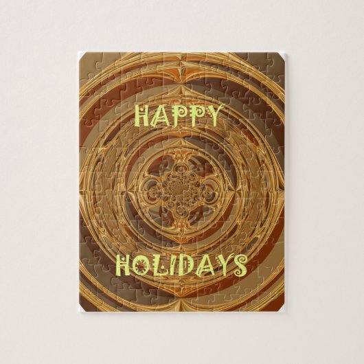 Puzzle Happy Holidays Circle Art Print/Design (Vertical)