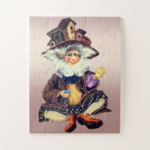 Puzzle Happy mignon Gnome aime les oiseaux - Peinture fan