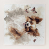 Puzzle Happy Papillon Dog Aquarelle (Horizontal)