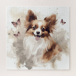Puzzle Happy Papillon Dog Aquarelle