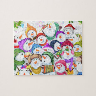 Puzzle Happy Snowmans - Joyeuse fête de Noël