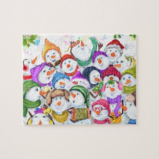 Puzzle Happy Snowmans - Joyeuse fête de Noël (Horizontal)