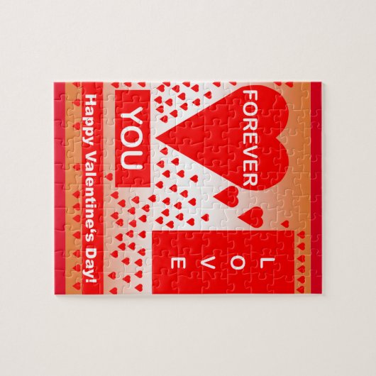 Puzzle Happy Valentine's Day Text Forever Love Hearts Red (Horizontal)