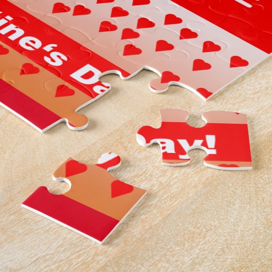 Puzzle Happy Valentine's Day Text Forever Love Hearts Red (Côté)