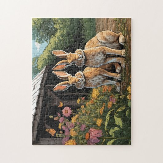 Puzzle Hares de ferme rustiques (Vertical)