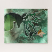 Puzzle Harmonie forestière Buck avec un faucon Faune (Horizontal)