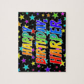 Puzzle "HARPER" Prénom, Amusant "HEUREUX ANNIVERSAIRE" (Vertical)