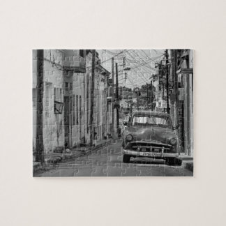 Puzzle Havana Street Oldtimer Car Cuba Travel Black White