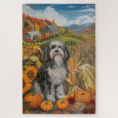 Puzzle Havanais Chien automne récolte Thanksgiving (Vertical)