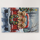 Puzzle Havanese Christmas Red Truck Holiday (Horizontal)