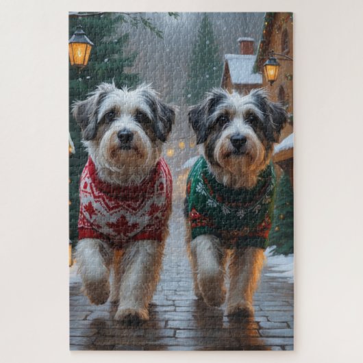 Puzzle Havanese Dogs Christmas Snow Holiday  (Vertical)