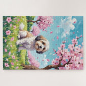 Puzzle Havanese Spring Cherry Blossom Dog (Horizontal)