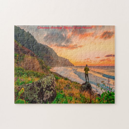 Puzzle Hawaii Océan Pacifique. Vœux de Noël (Horizontal)