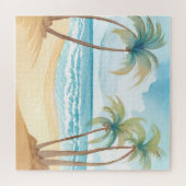 Puzzle Hawaiian Beach | Palm Tree Tropical Watercolor (Horizontal)