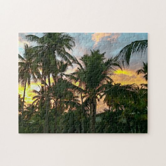 Puzzle Hawaiian Exotic Beach Palm Trees coucher de soleil (Horizontal)