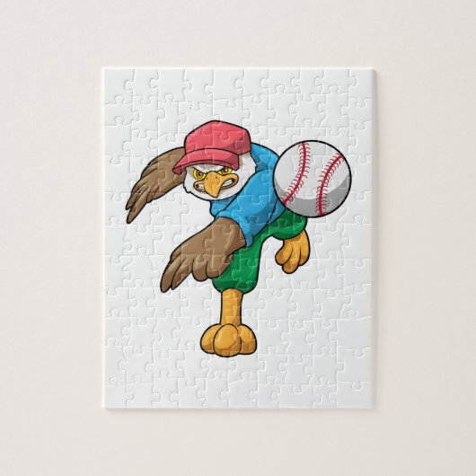 Puzzle Hawk au baseball avec batte de baseball (Vertical)