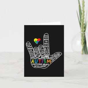 Puzzle Heart ASL Love Sign Language hand Autisme A Kaart