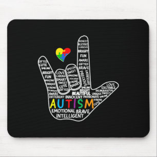 Puzzle Heart ASL Love Sign Language hand Autisme A Muismat