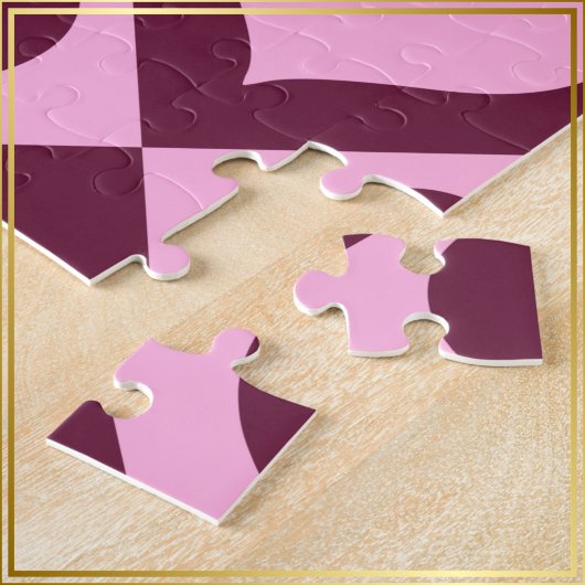 Puzzle Heart Checkerboard Pattern Bordeaux Pink -