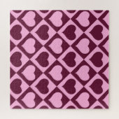 Puzzle Heart Checkerboard Pattern Bordeaux Pink - (Horizontal)