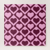 Puzzle Heart Checkerboard Pattern Bordeaux Pink - (Vertical)