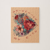 Puzzle Heart Full of Flowers Vintage Valentine (Vertical)
