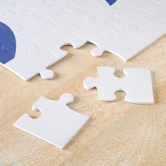 Puzzle Hebreu moderne Aleph Tav Blue Typographie blanche (Côté)