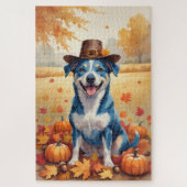 Puzzle Heeler Bleu À L'Automne Feuilles Thanksgiving Art (Vertical)