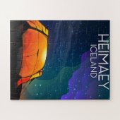 Puzzle Heimaey, île, affiche de vacances en camping. (Horizontal)
