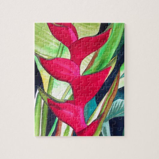 Puzzle Heliconia Lobster Claw fleur d'aquarelle tropicale (Vertical)