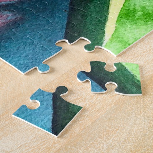 Puzzle Hélicoptère aquarelle fleur tropicale (Côté)