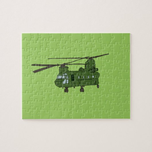 Puzzle Hélicoptère CH-47 militaire chinook vert (Horizontal)
