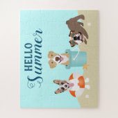 Puzzle Hello Summer Beach Dogs Blue (Vertical)