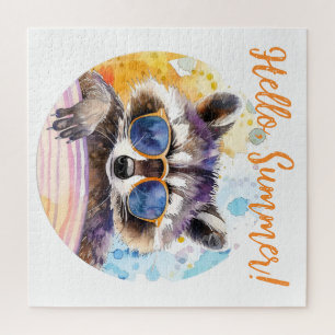 Puzzle Hello Summer Raccoon dans les lunettes de soleil A