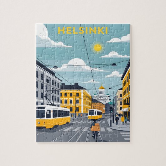 Puzzle Helsinki Tram – Urban Finland Cityscape (Vertical)