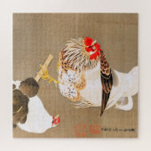 Puzzle Hen et coq avec Grapevine par Ito Jakuchu (Horizontal)
