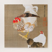 Puzzle Hen et coq avec Grapevine par Ito Jakuchu (Vertical)