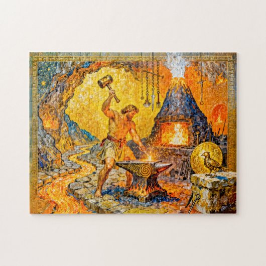 Puzzle Héphaïstos à la forge avec marteau, enclume, fourn (Horizontal)