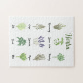 Puzzle Herbes Aquarelle Sage Thyme Vert Plante Cuisine (Horizontal)