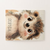 Puzzle Hérisson animal mignon Nom personnalisé Enfants (Horizontal)