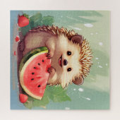 Puzzle Hérisson appréciant un morceau de pastèque (Horizontal)
