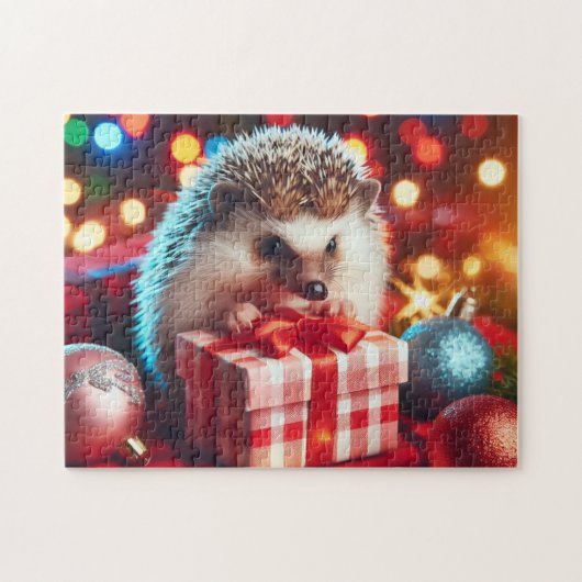 Puzzle Hérisson de Noël Tout Allumé (Horizontal)