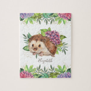 Puzzle Hérisson floral mignon de la forêt rustique