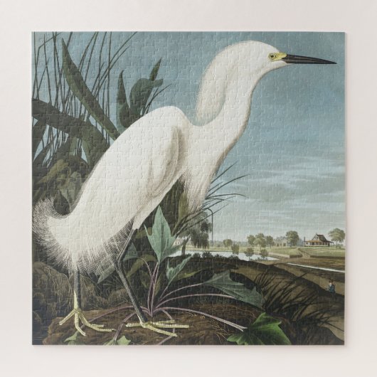 Puzzle Héron de neige ou aigrette blanche des oiseaux d'A (Vertical)
