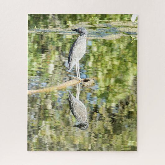 Puzzle Heron (et réflexion) à l'étang; nature (Vertical)