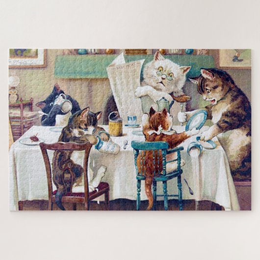 Puzzle Heure du petit-déjeuner de chat, Louis Wain (Horizontal)